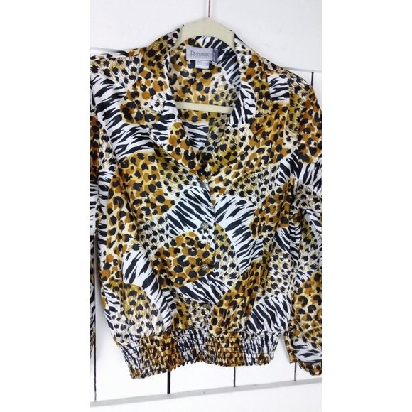 Vintage animal print billowy pullover blouse/zebra/cheetah/leopard - Picture 3 of 4